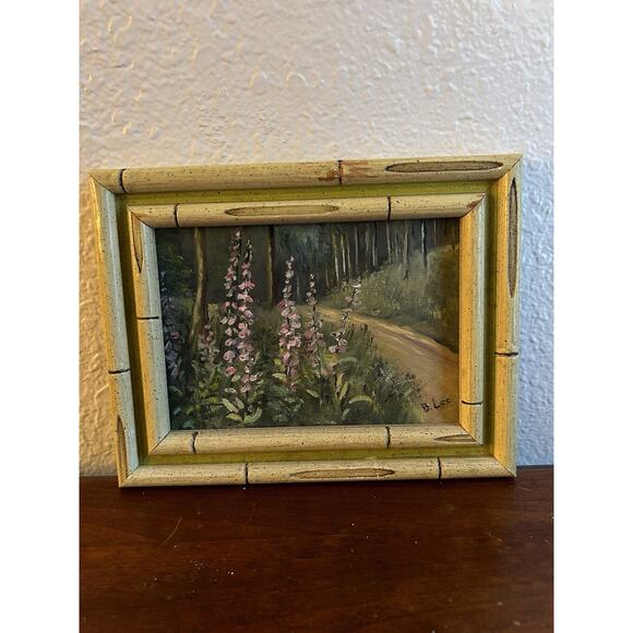 Vintage Other - Vintage Acrylic Painting Floral Landscape 9x7 Framed Artist Signed